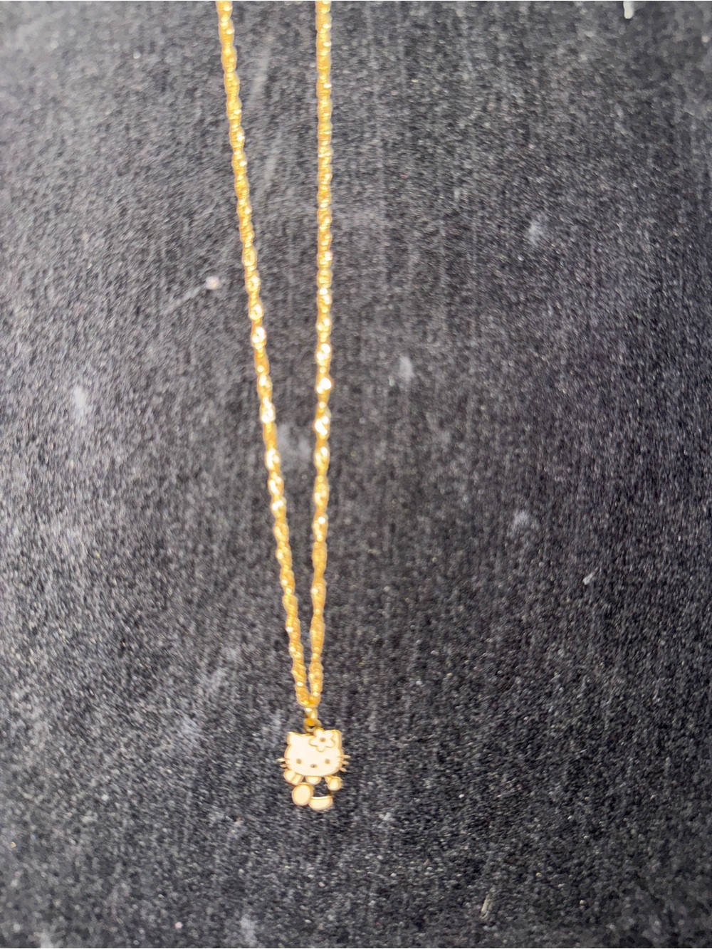 10K solid Gold Hello Kitty Gold Tone Flower Bow Charm Necklace - Picture 2 of 3